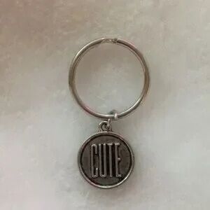 Silver 'CUTE' Keychain Ring